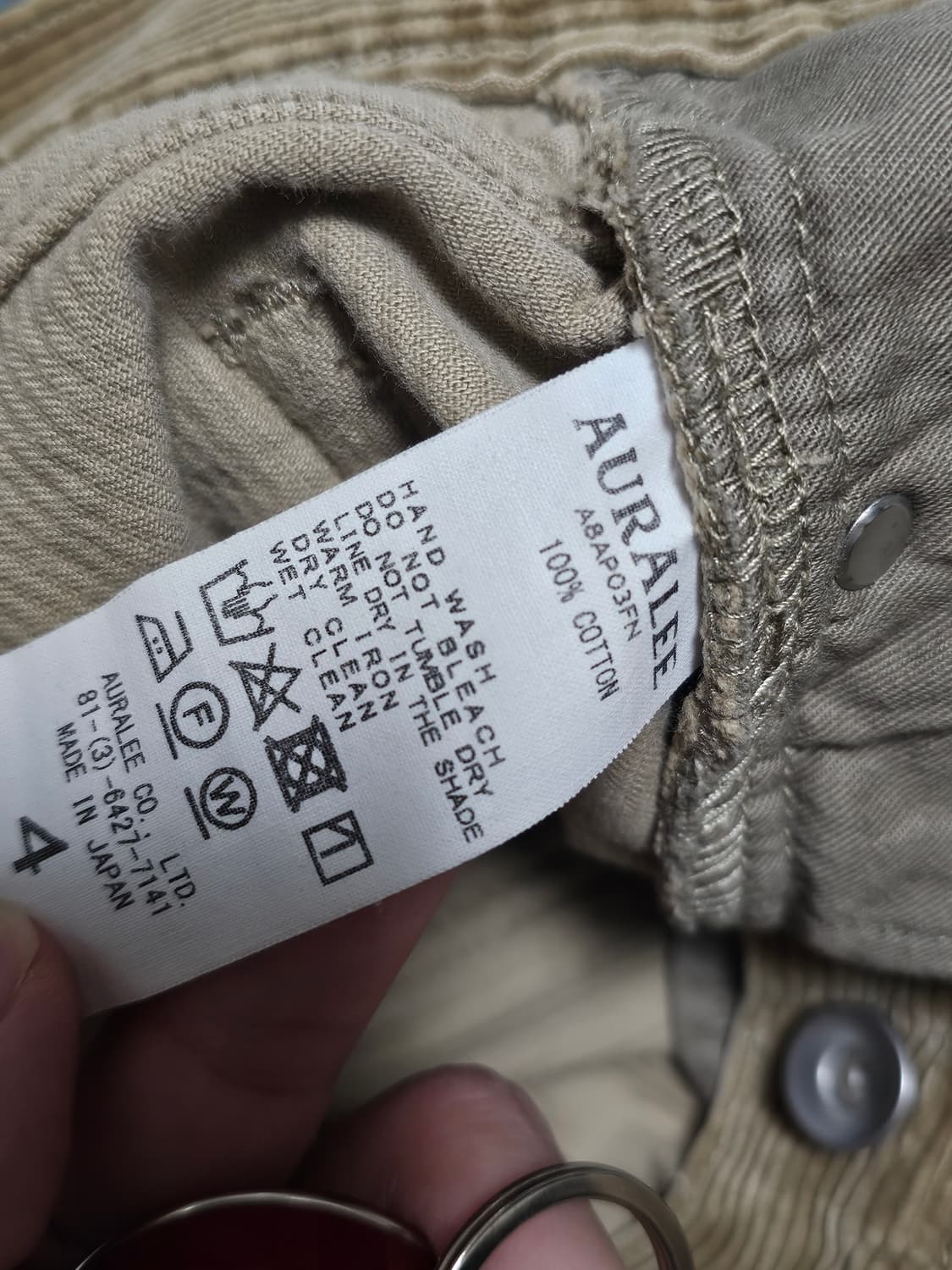 [4] 오라리 워시드 코듀로이 5P 팬츠 상품이미지6