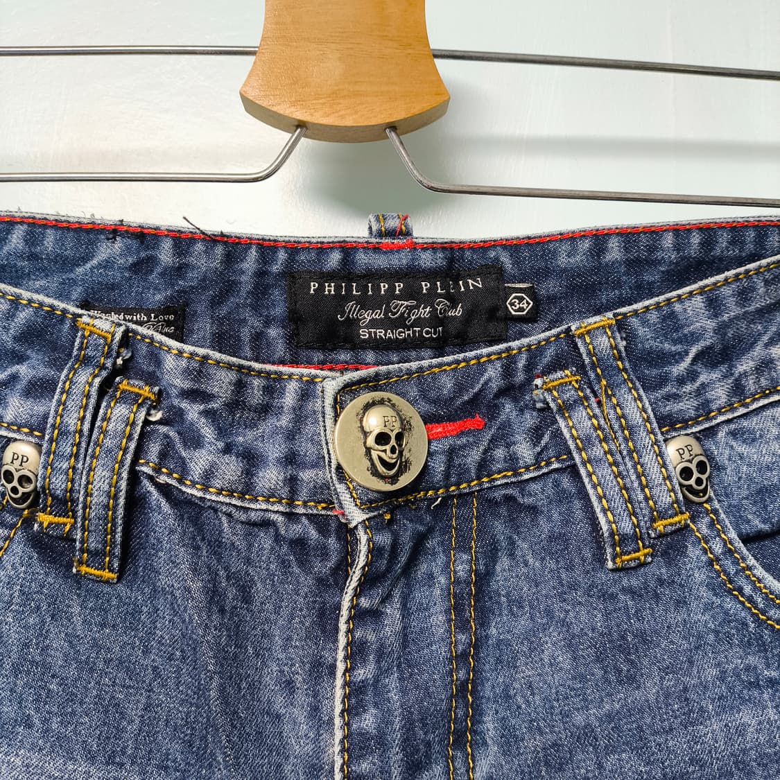 [34] Philipp Plein 디스트로이드 스트레이트 데님 진 상품이미지4