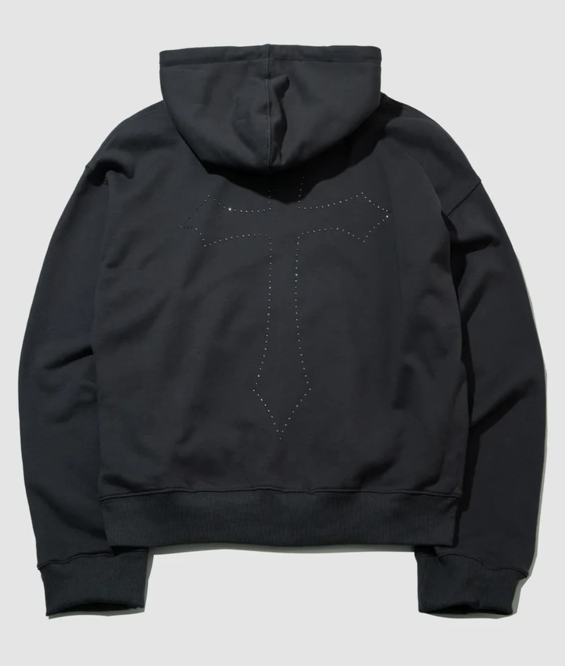 절개 라인 오버핏 큐빅 리벳 포인트 스웨트 후드집업 [차콜] 상품이미지2