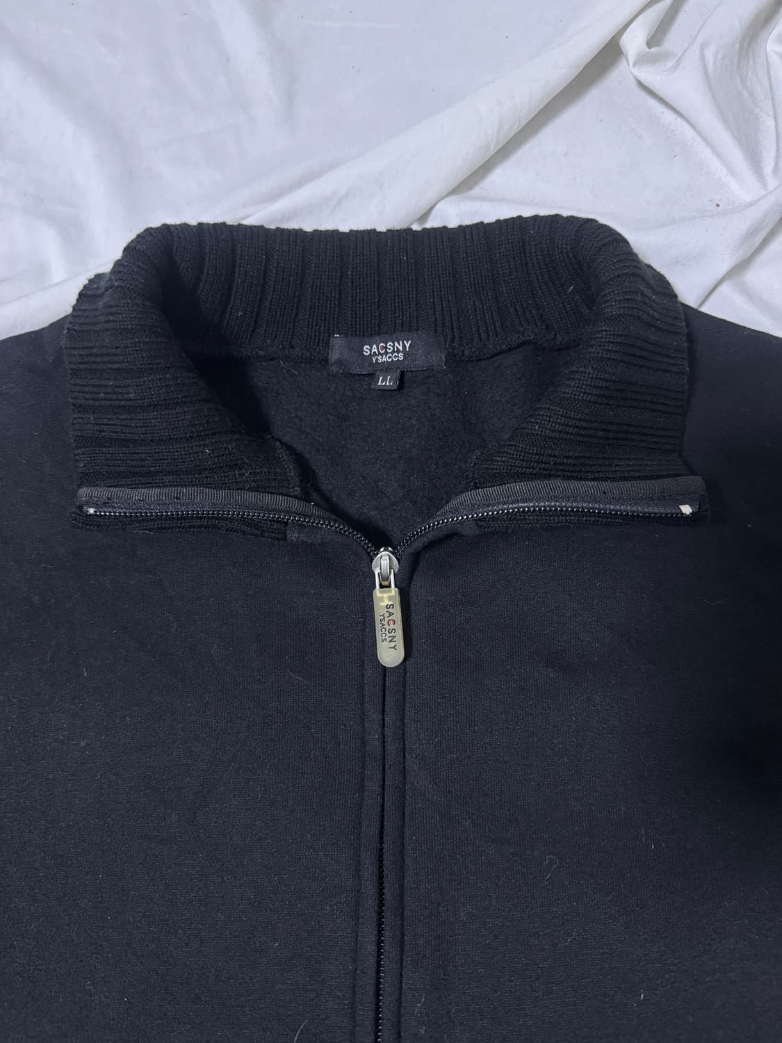 요지야마모토 ysaccs 리브 슬리브 스탠드넥 집업 니트 상품이미지5