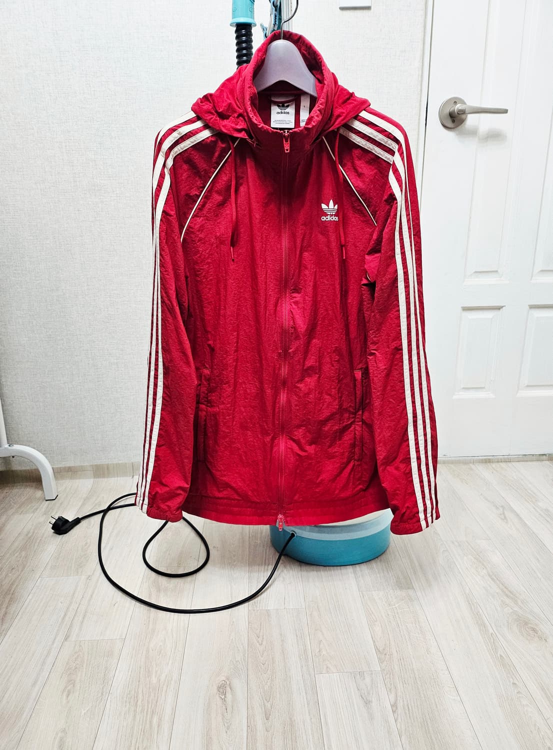 (100)L ☆초대장급☆ 아디다스 슈퍼스타 2중지퍼 [빨흰] 바람막이 상품이미지1