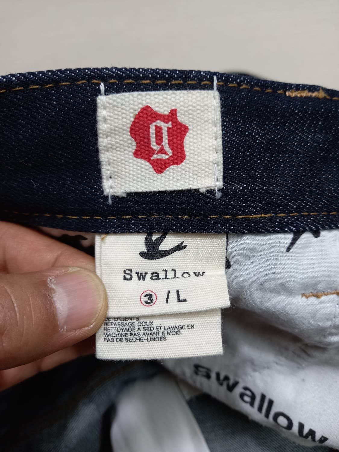 32 새상품 Swallow Kor 생지 스판 슬림일자 진청 32-346 상품이미지9