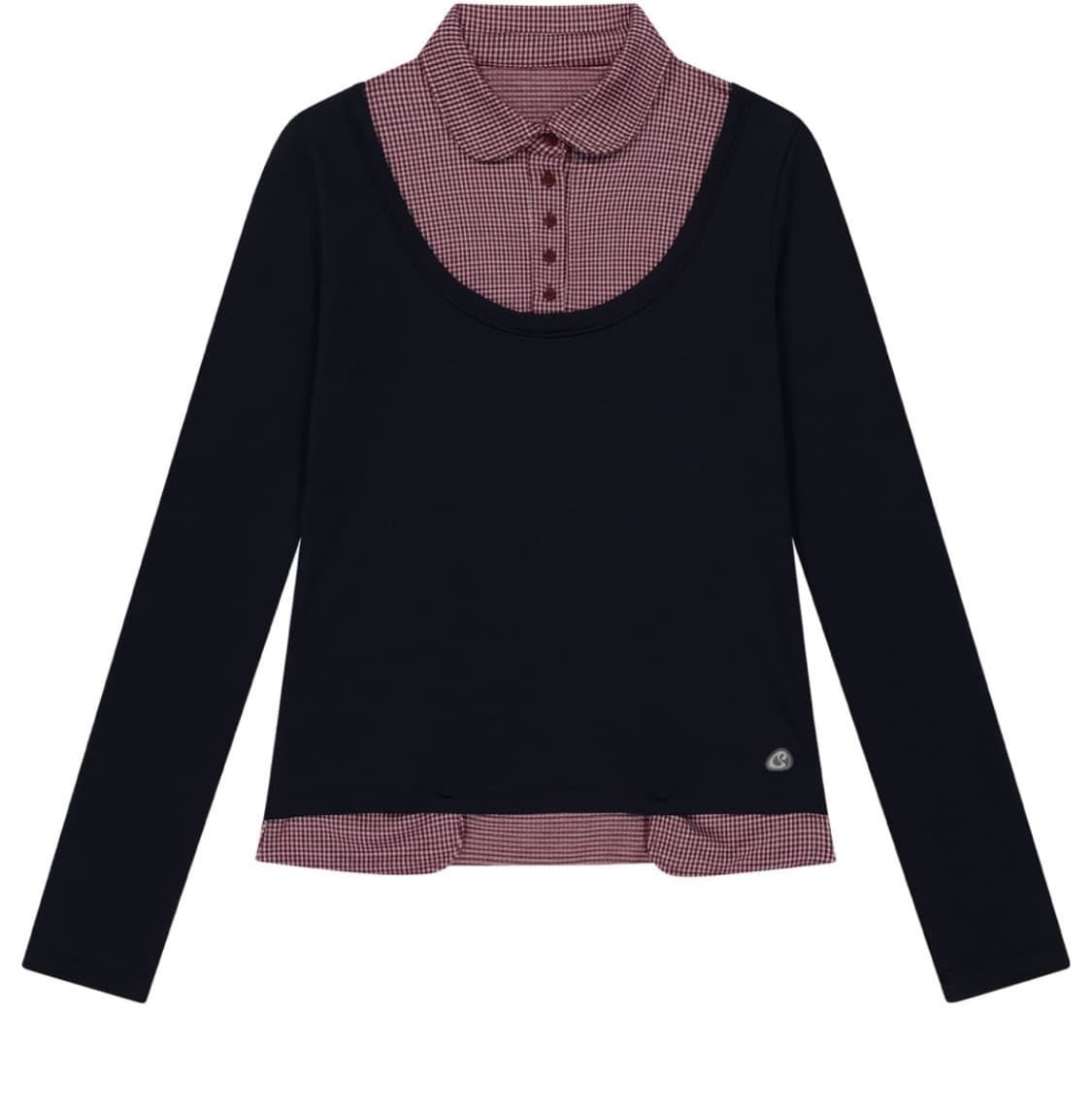 코이세이오 리버서블 칼라 롱슬리브 네이비 상품이미지1