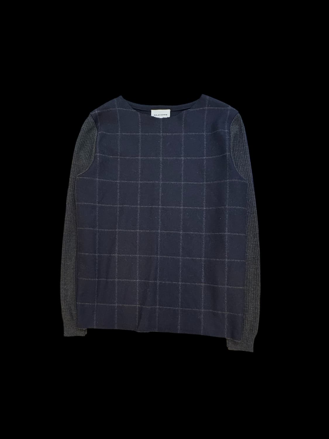 솔리드옴므 체크 패널 니트 상품이미지1