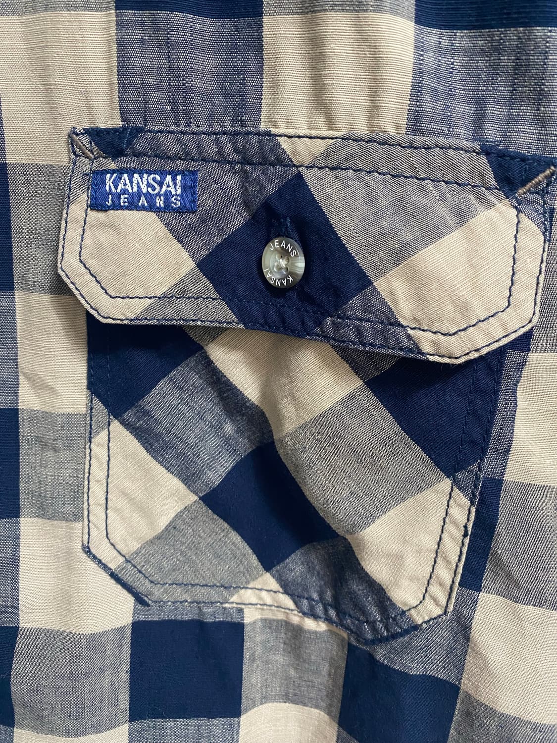 KANSAI jeans 체크 투포켓 집업 반팔셔츠 상품이미지3