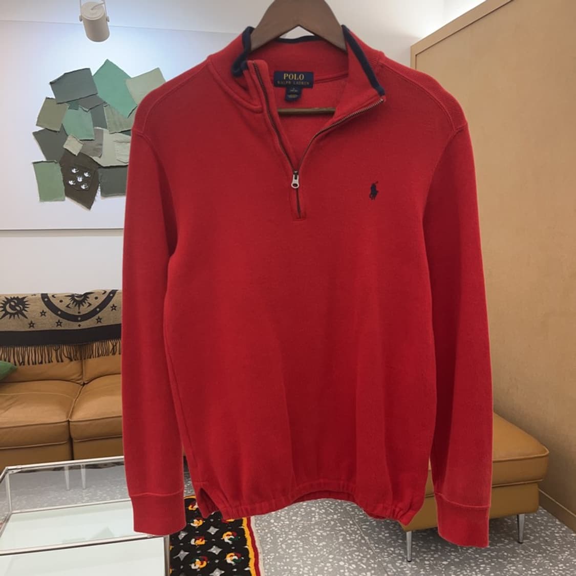 폴로 랄프로렌 빈티지 모던캐주얼 레드 반집업 니트 L C08170 상품이미지3