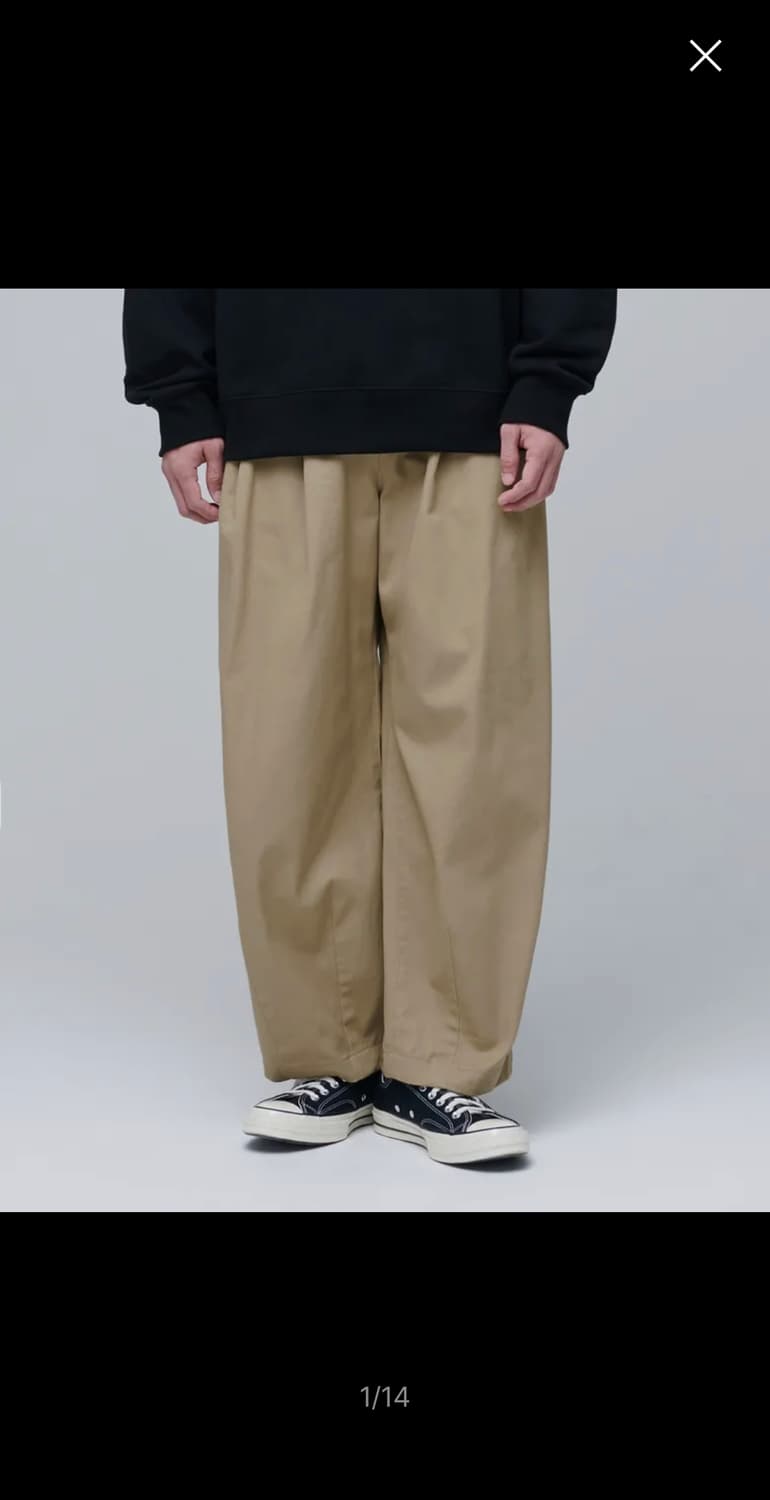 무신사 스탠다드 코튼 와이드 벌룬 팬츠 베이지 30 상품이미지1