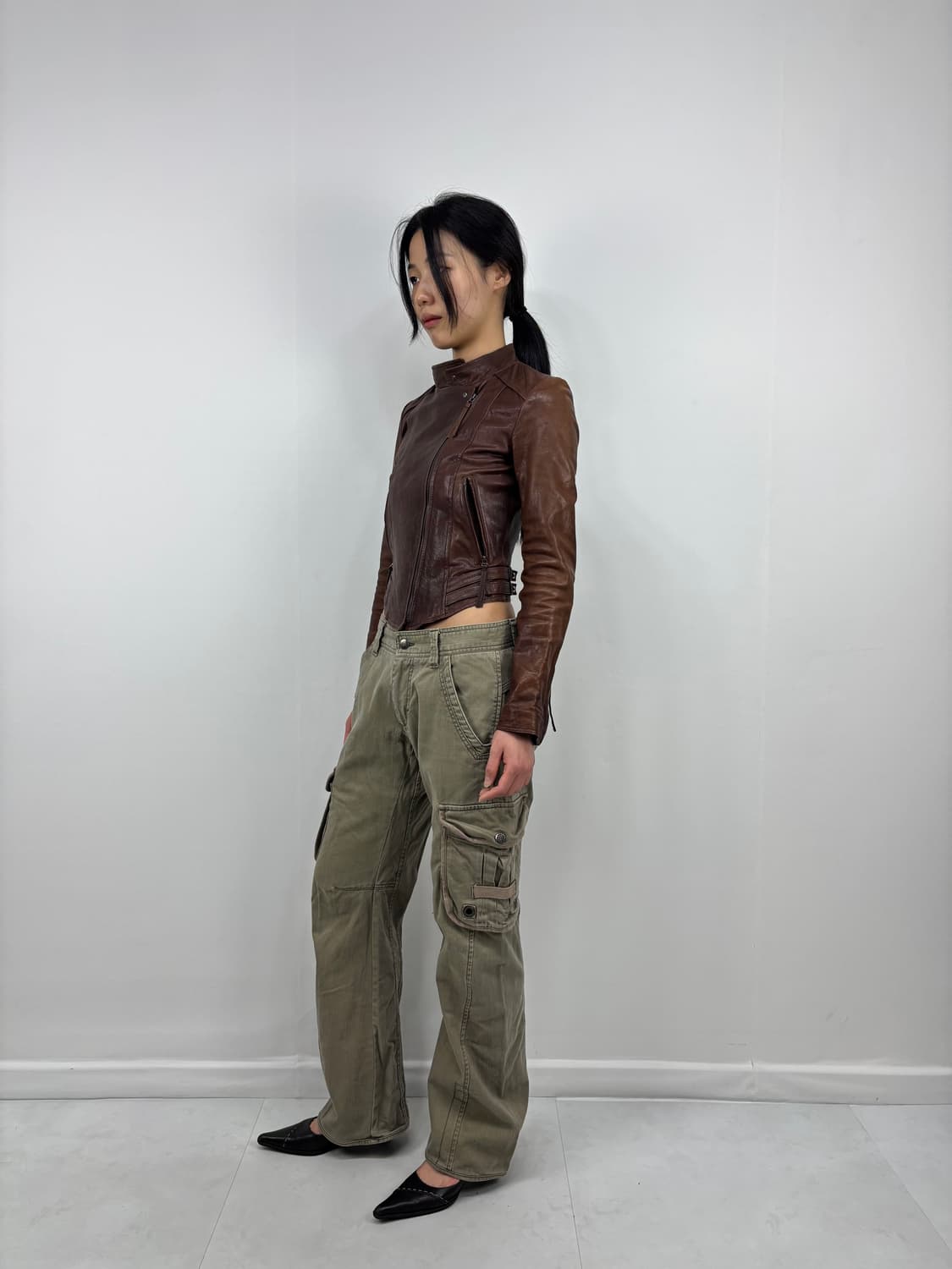 LAMBSKIN BROWN CROP JACKET 상품이미지2