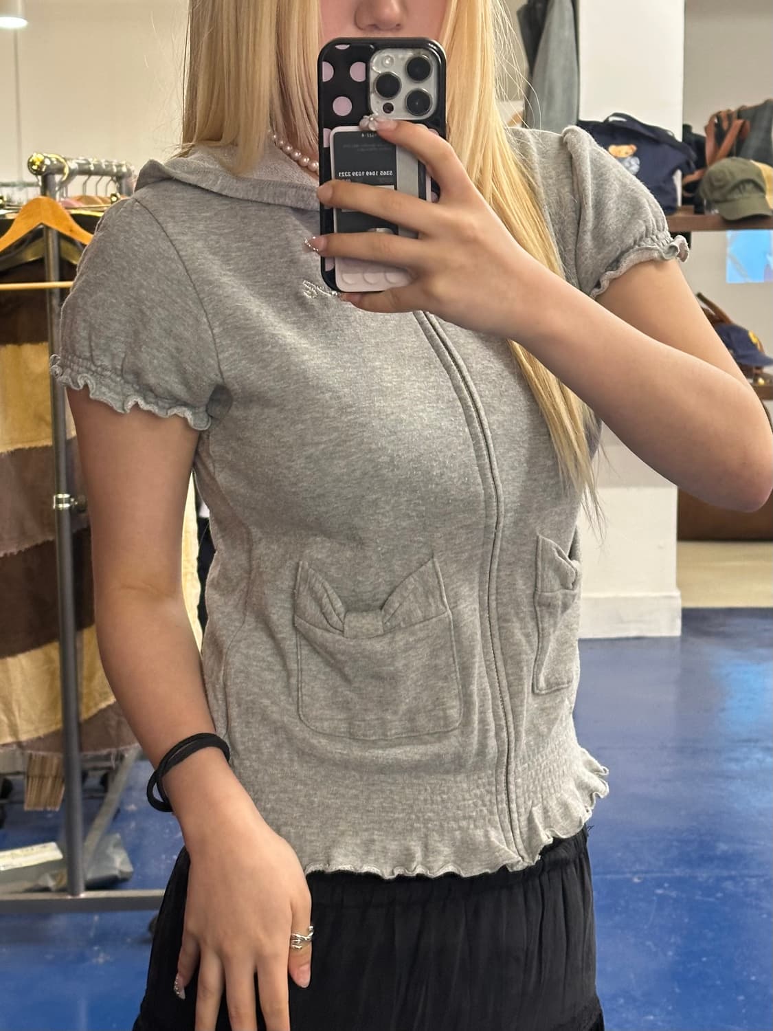 Jpn vtg 엔젤 블루 하프 후드 상품이미지2