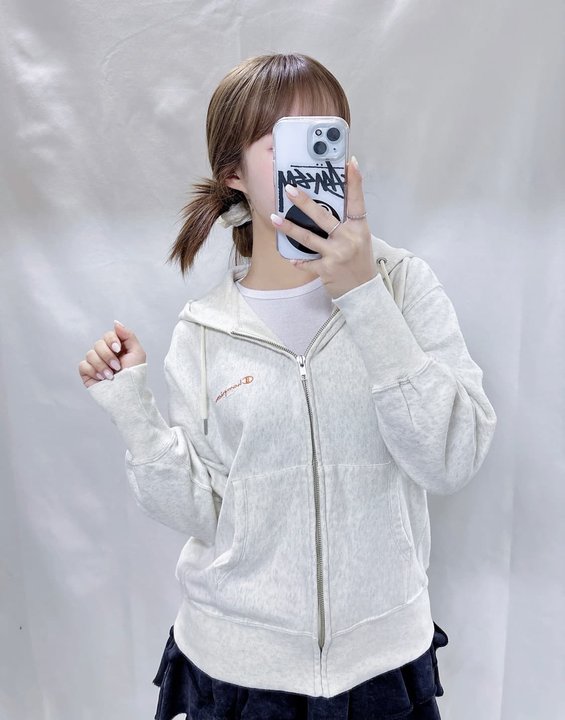 챔피온 리버스위브 크림 후드집업 상품이미지2