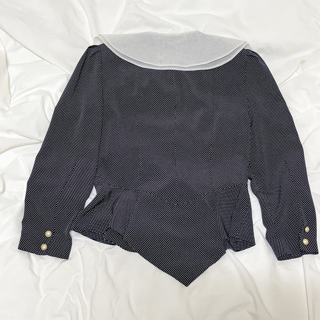 빈티지 ) 더블오간자카라 도트블라우스 자켓 상품이미지4