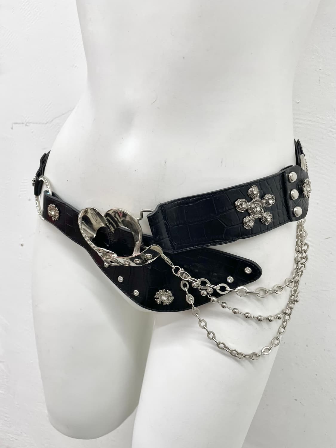 락시크 하트 큐빅 체인 레이어드 와이드 벨트 상품이미지2