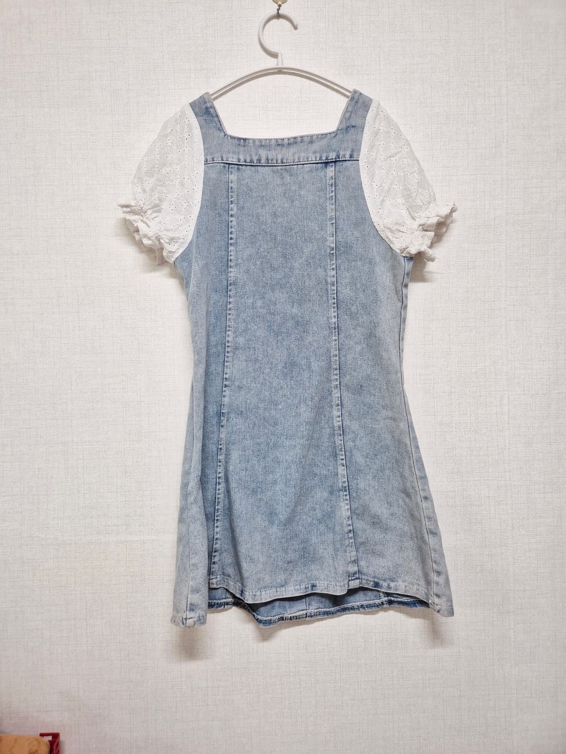 청 데님 퍼프 원피스 상품이미지2