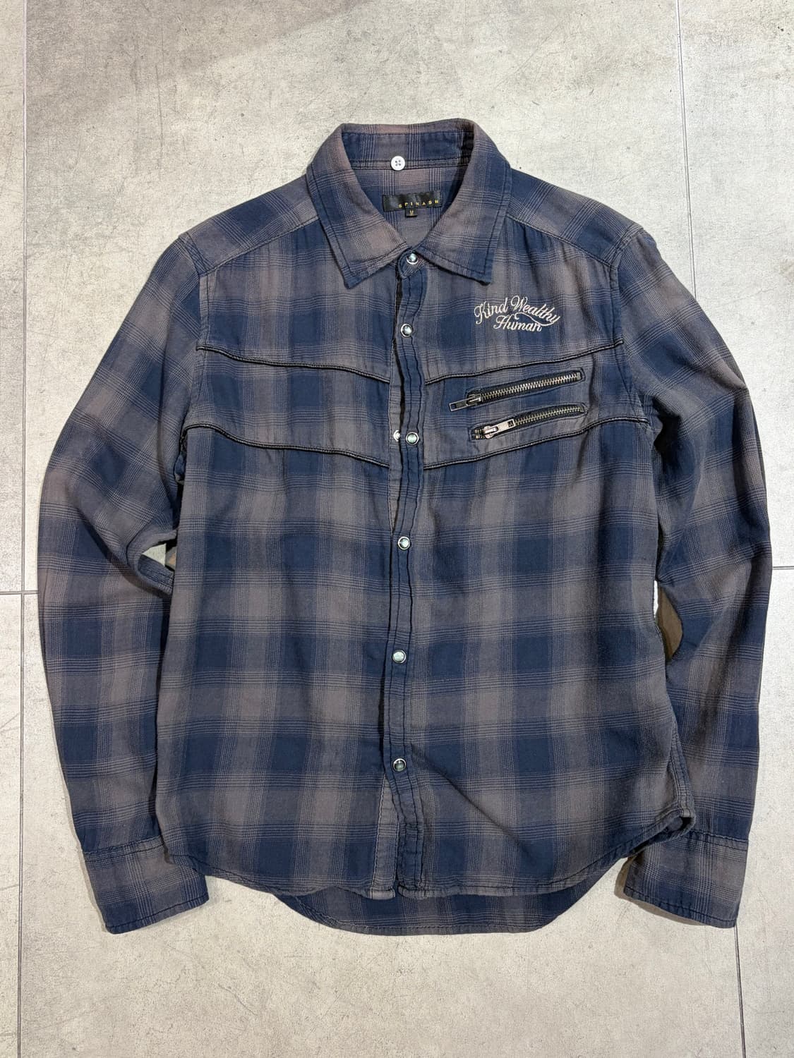 Spinash 락펑크 웨스턴 레터링 체크셔츠 상품이미지1