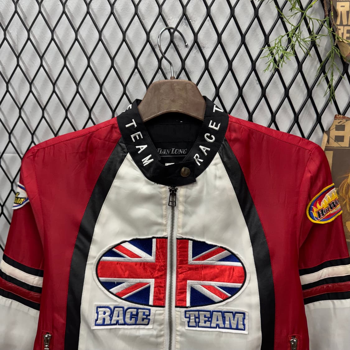 00s USA VINTAGE 크롭 레이싱자켓 패치워크 포인트 레드 화이트 상품이미지3