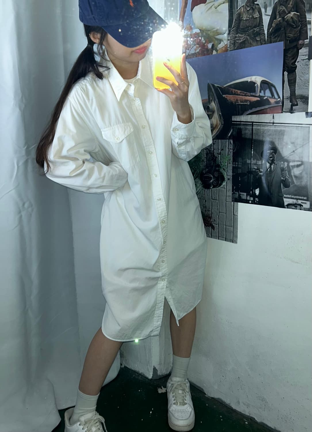 폴로 화이트 포켓 롱 셔츠 L 상품이미지1