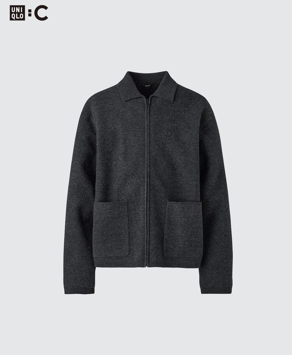 [새상품/L] 유니클로 니트풀집재킷 다크그레이 상품이미지1