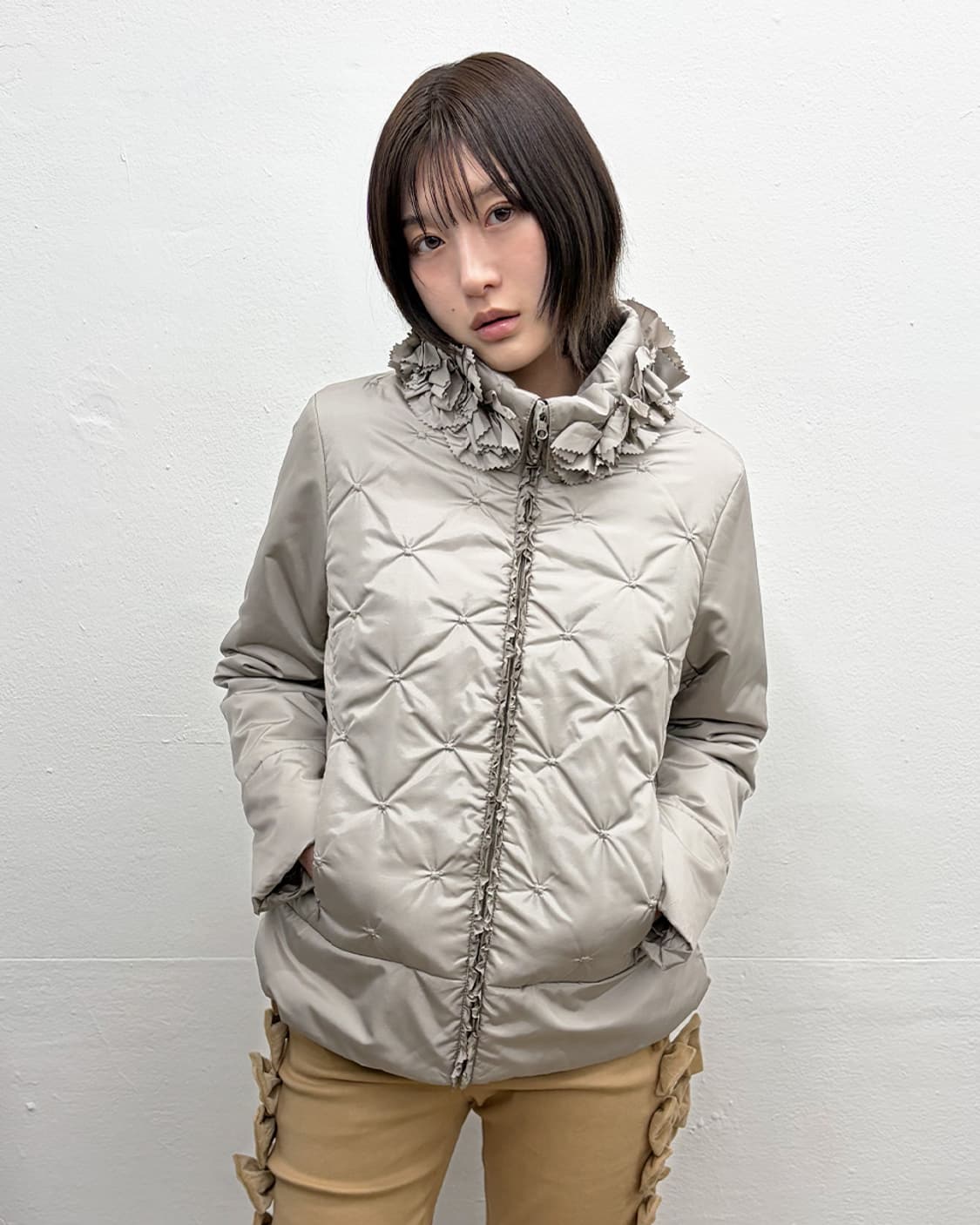 빈티지 플로럴 칼라 퀼티드 자켓 상품이미지1