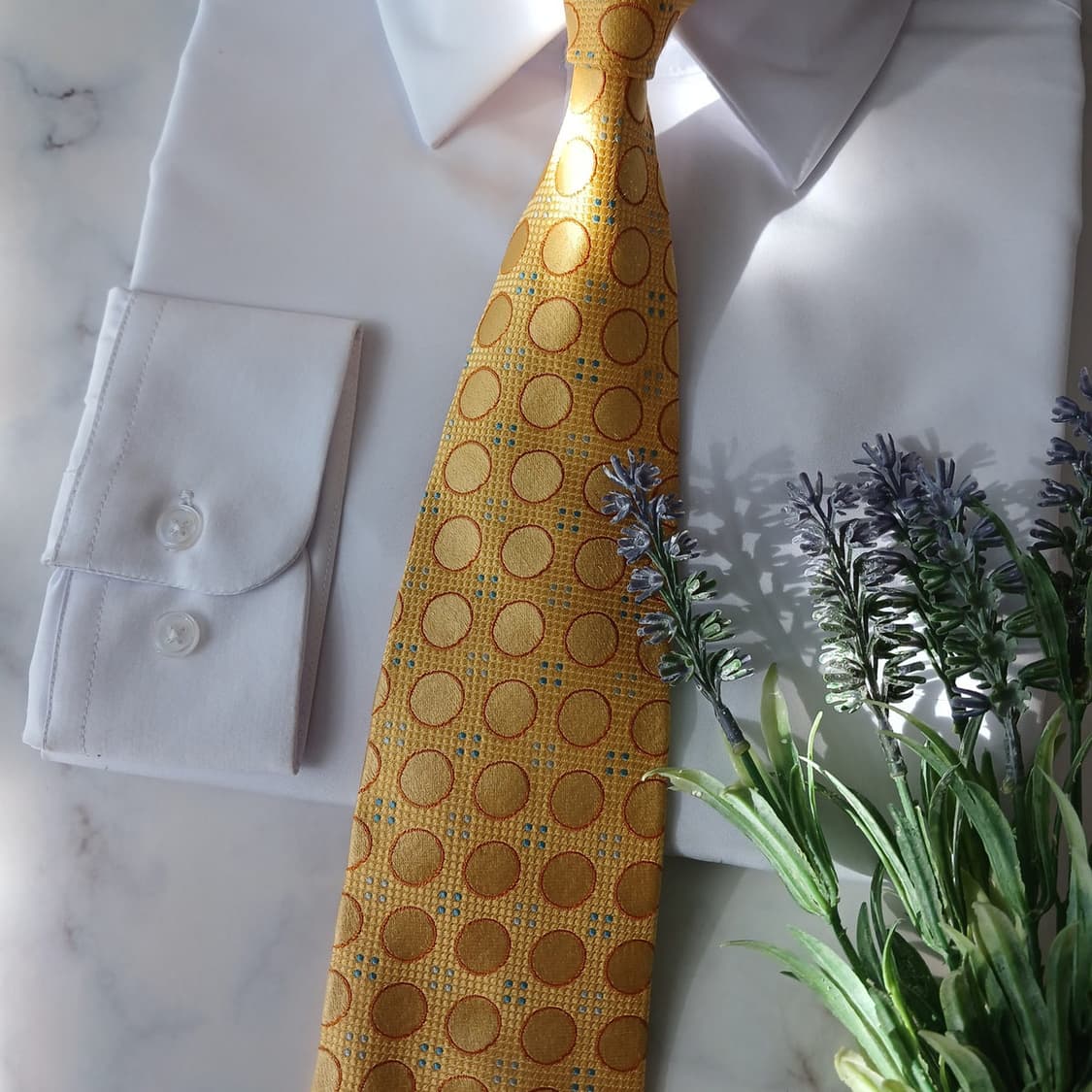 트루사르디 실크 옐로우 도트 넥타이 9.3cm A+등급 A18954
 상품이미지5