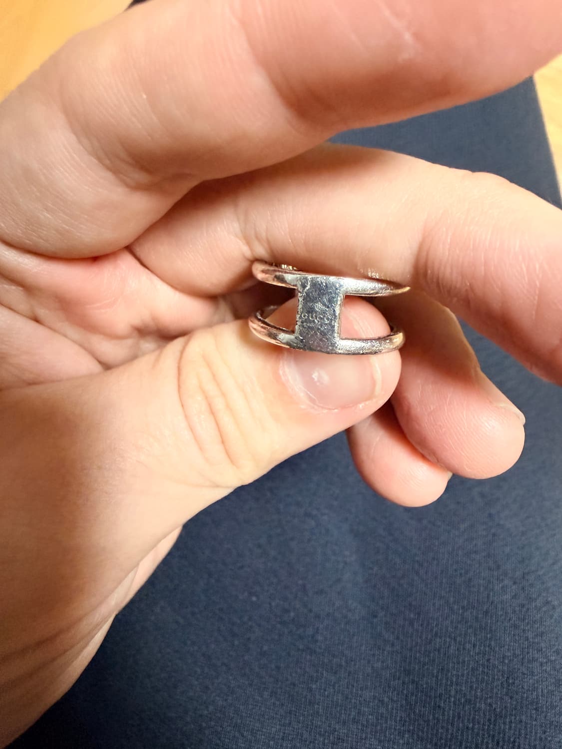 15호 구찌 인터로킹 G 와이드 오픈밴드 스털링 실버 반지 상품이미지7