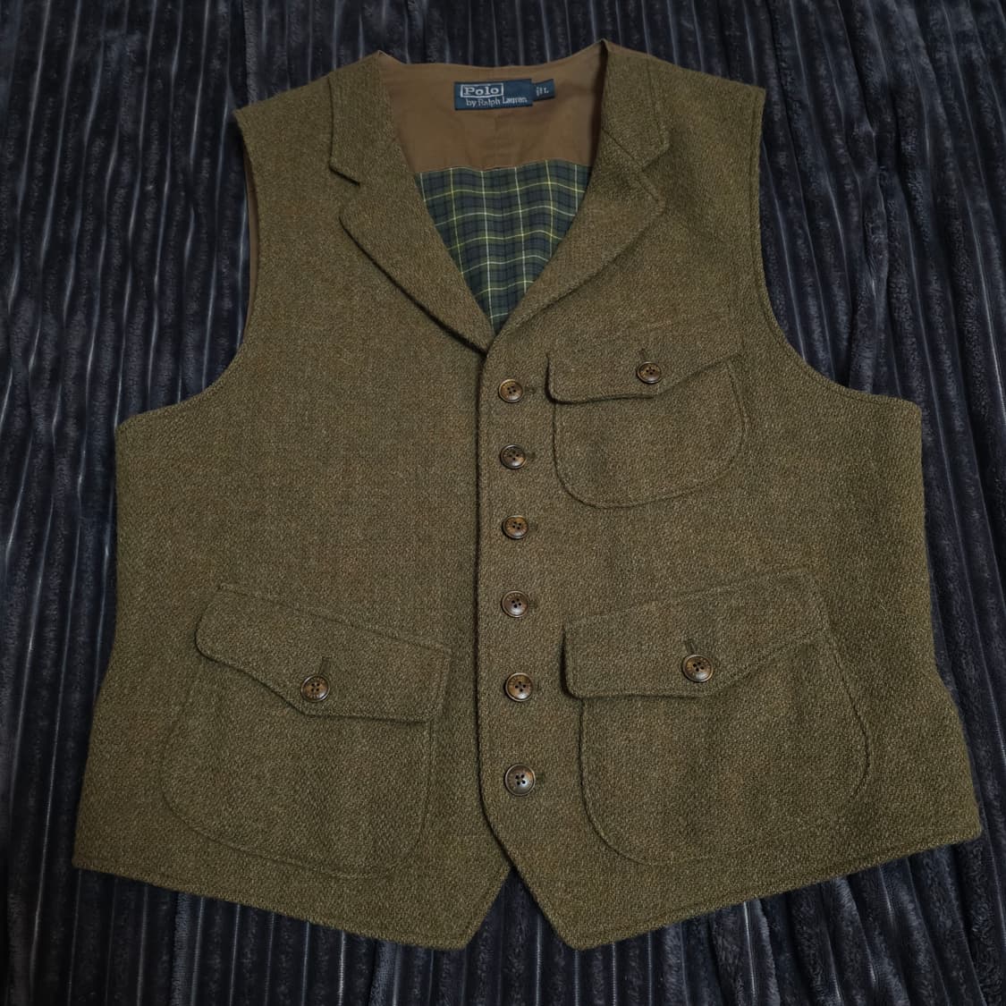 폴로 트위드 베스트 카키브라운 L 상품이미지1