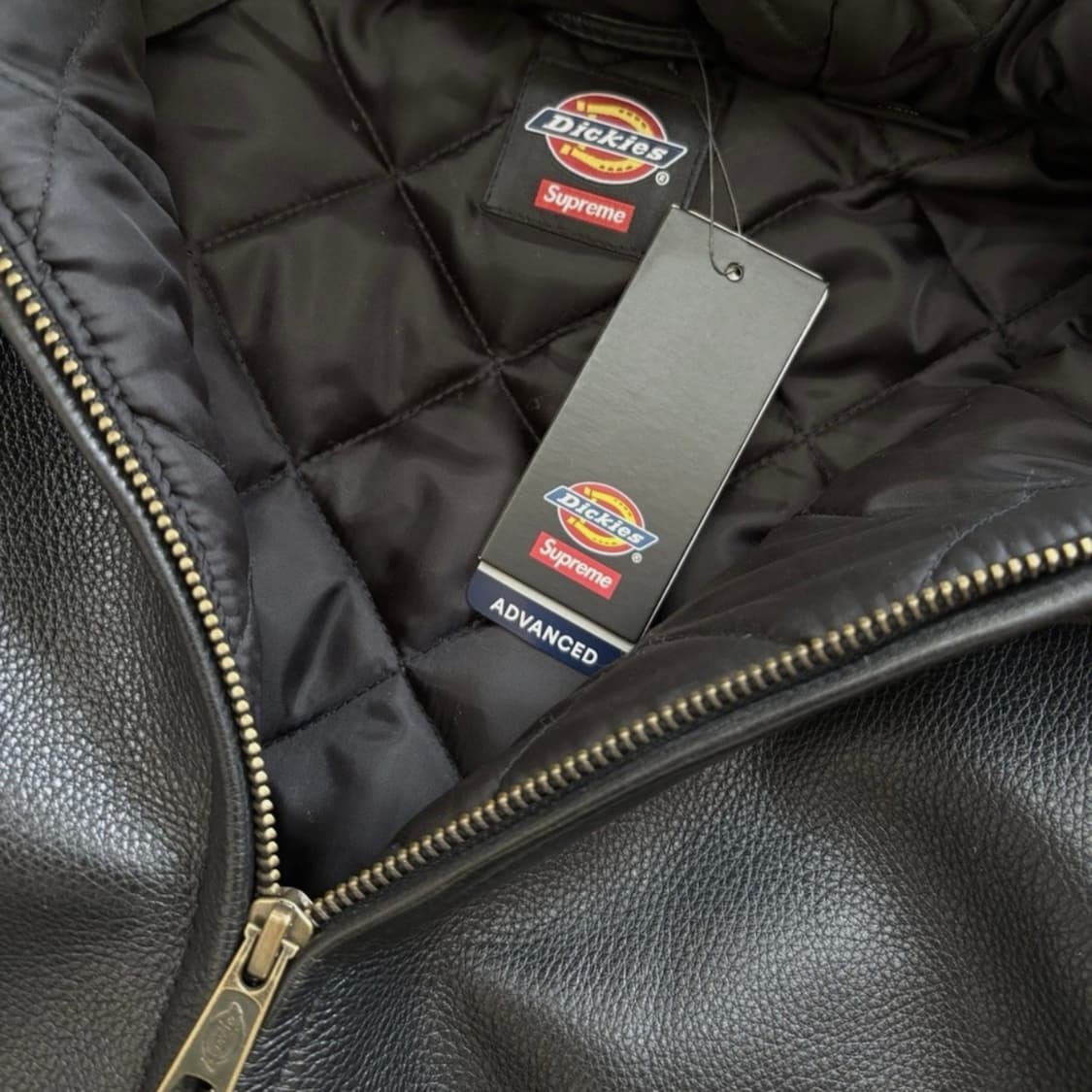 슈프림 디키즈 후드 레더 워크자켓 L 상품이미지3