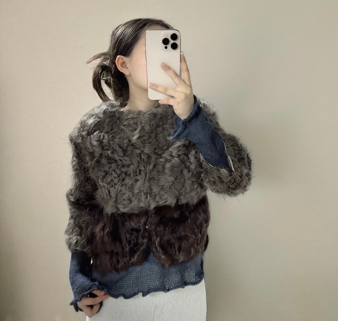 빈티지 그레이 브라운 토스카나 양털 7-8부 코트 상품이미지1