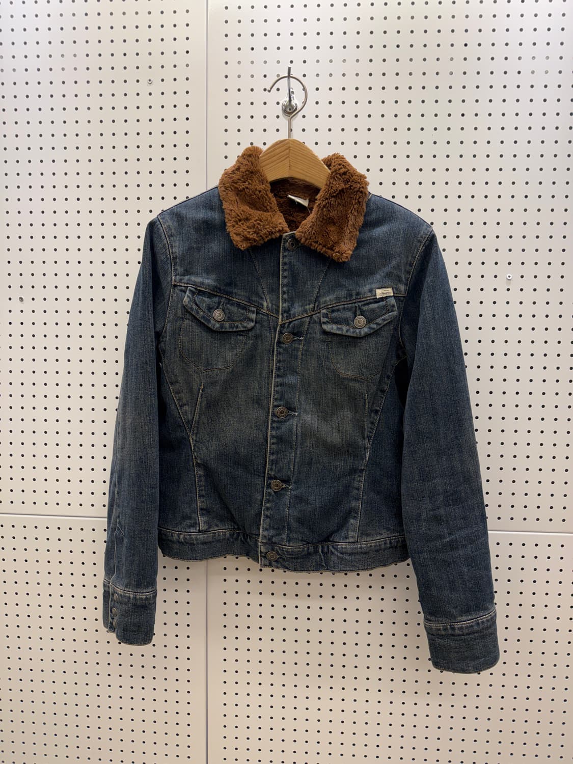 Y2K 빈티지 슬림핏 쉐르파 크롭 데님 자켓 U315 상품이미지2