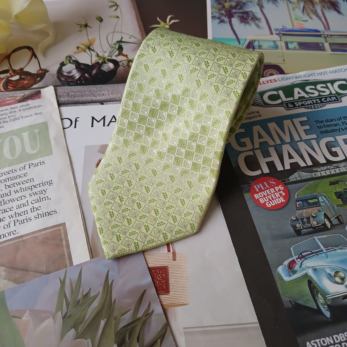 밀라숀 실크 그린 기하 패턴 넥타이 9cm A+등급 A19311
 상품이미지4