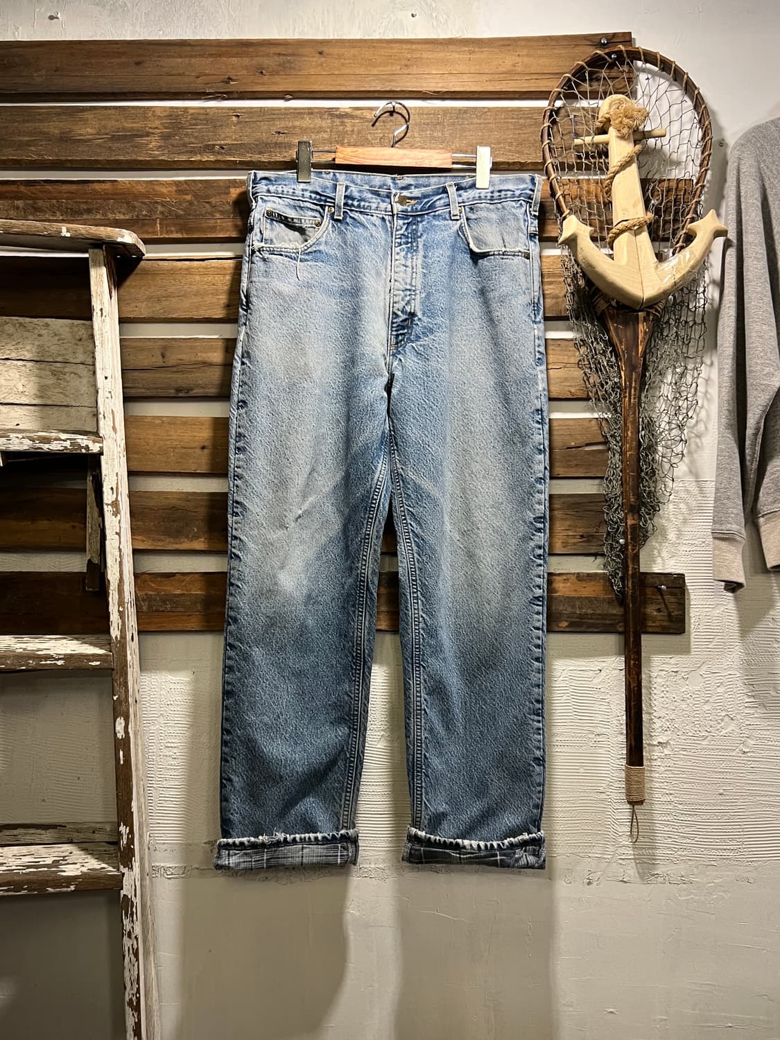 [36]칼하트 USA Made 체크 라이닝 빈티지 워싱 워크 데님 팬츠 상품이미지1