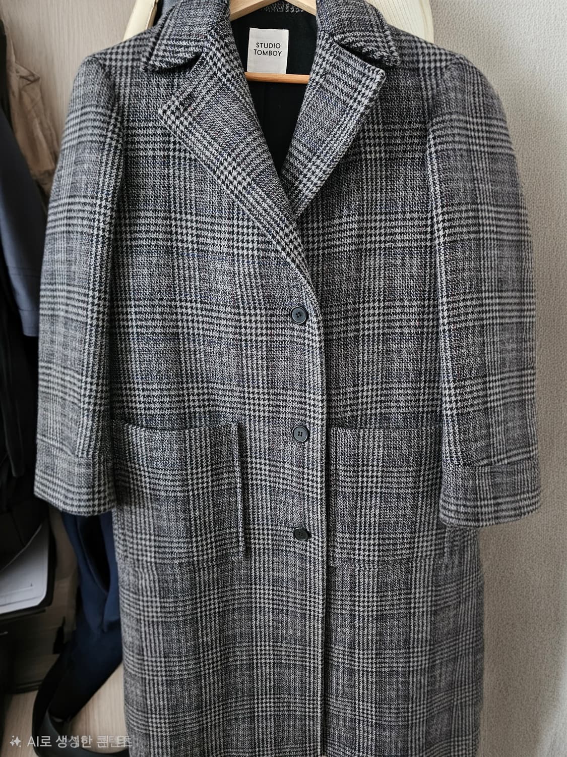 톰보이 체크롱코트 상품이미지1