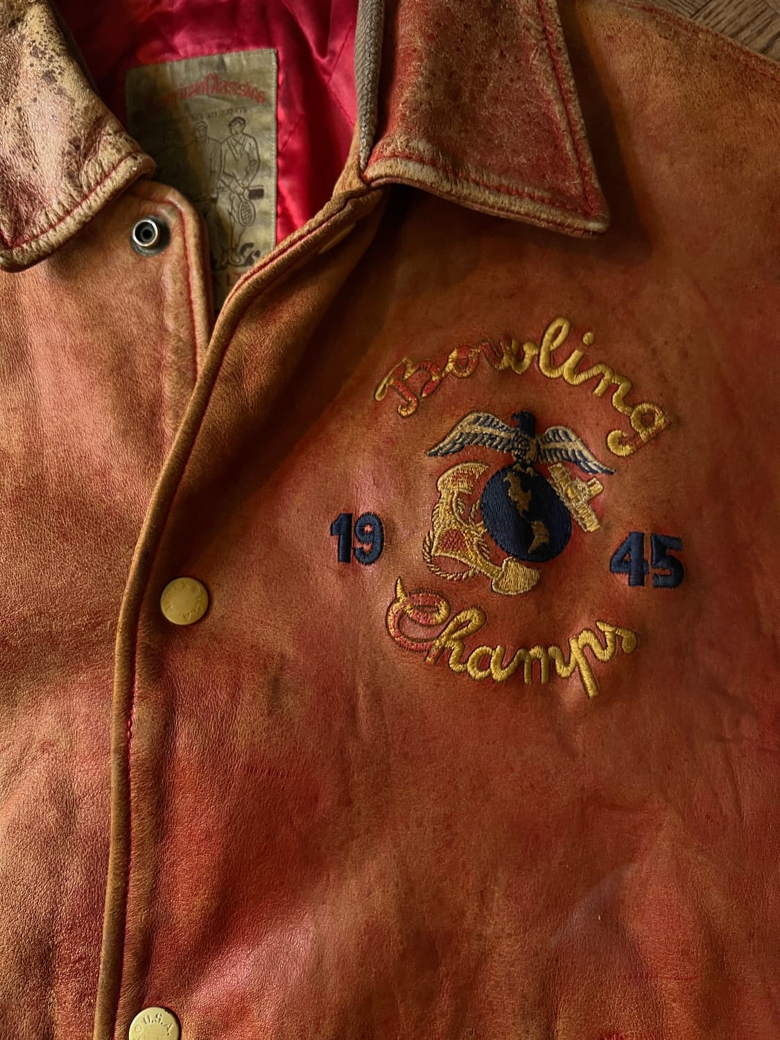 [M]90's 아비렉스 USA 리얼레더 바시티 자켓 상품이미지4