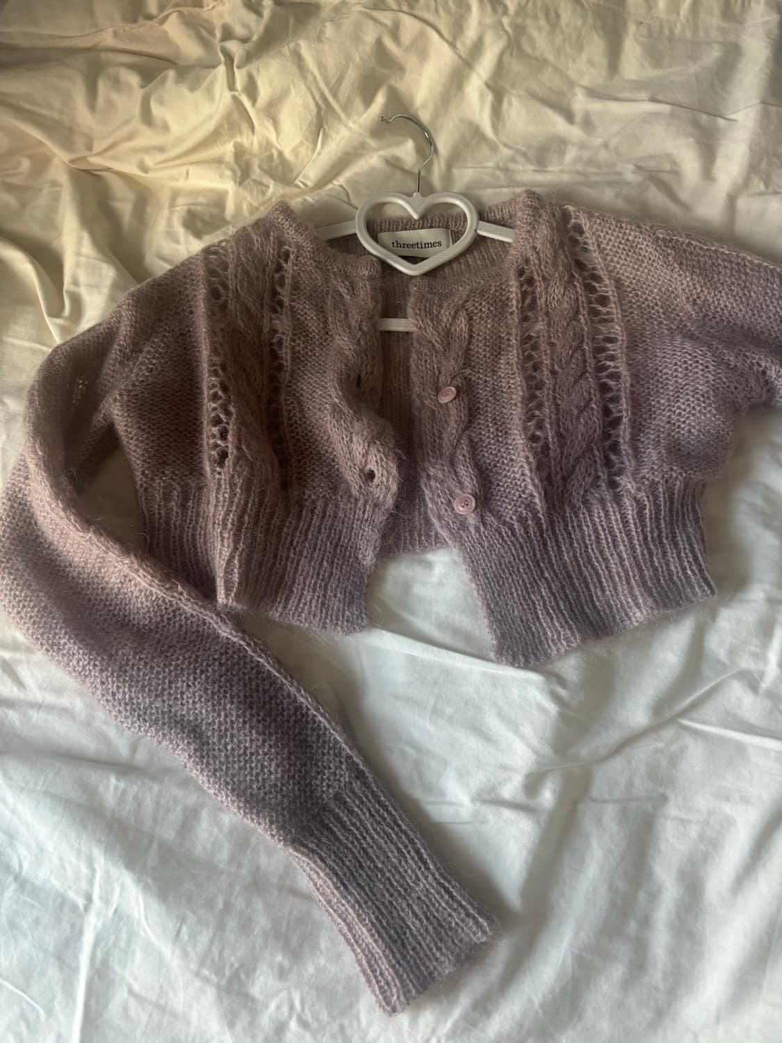 쓰리타임즈 앙고라 모헤어 느낌 가디건 상품이미지1
