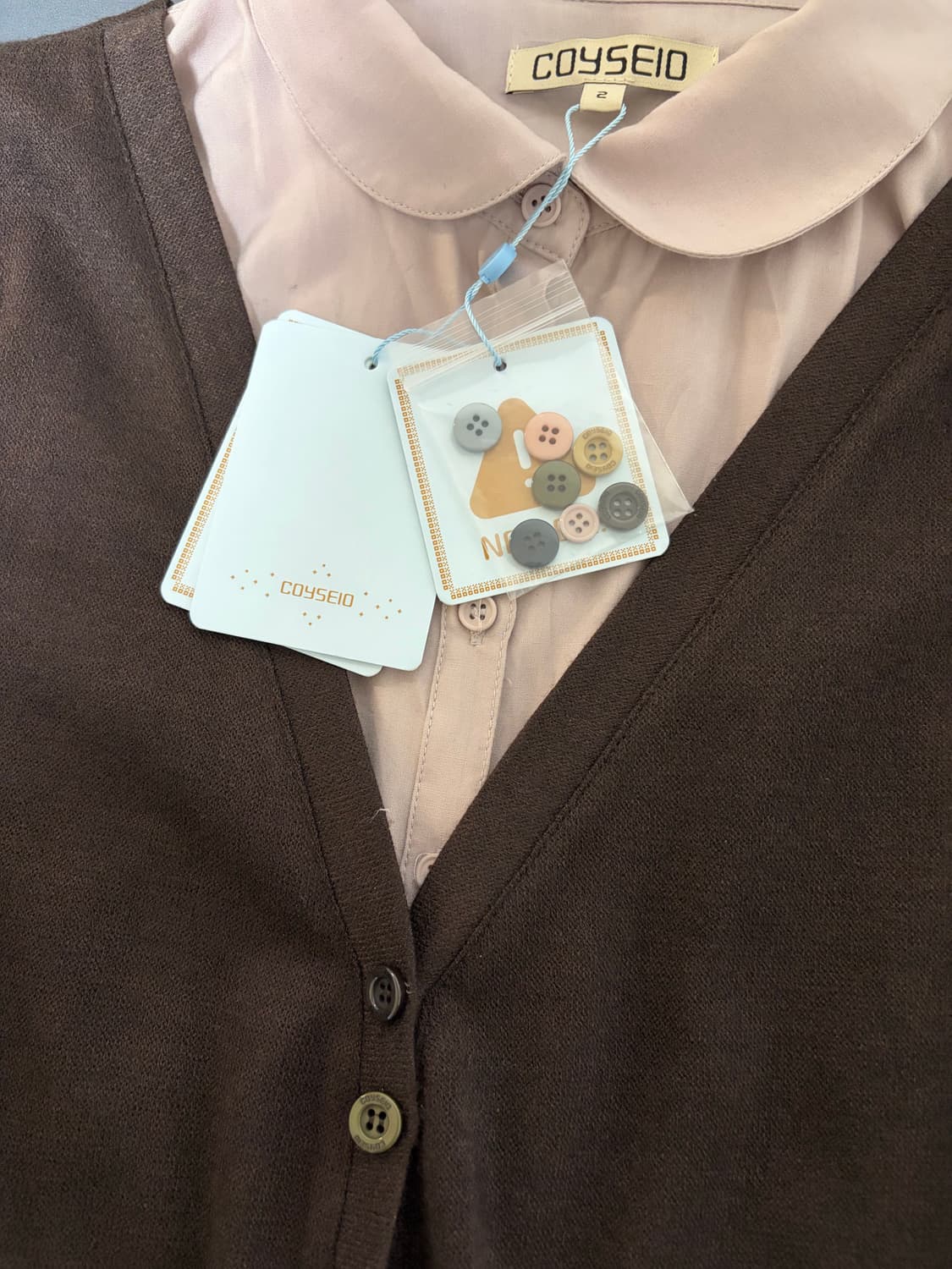 코이세이오 레이어드 셔츠 가디건 브라운 상품이미지2