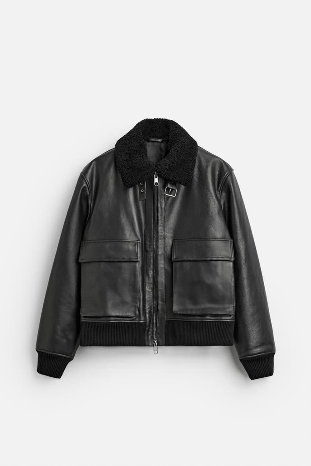 자라 레더 에비에이터 자켓 L 가죽자켓 상품이미지3