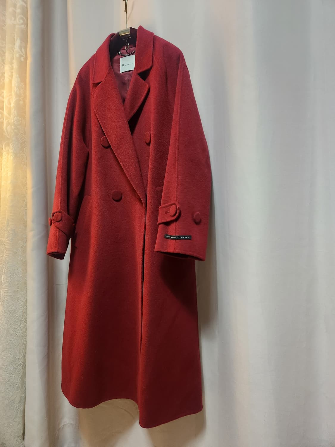 잇미샤 버건디  더블 버튼 캐시미어핸드메이드코트 상품이미지2