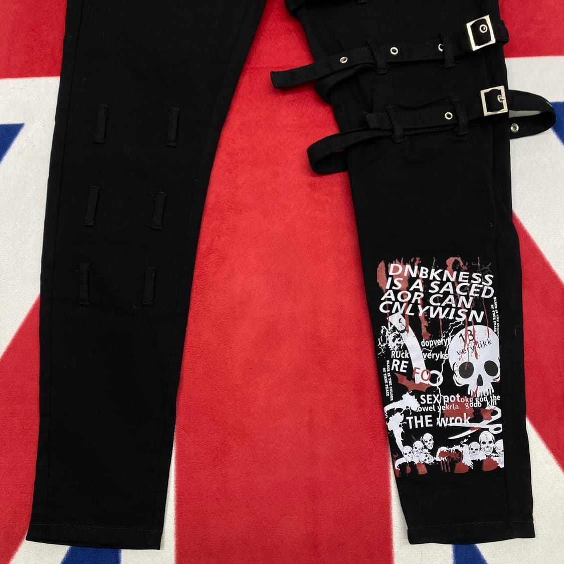 빈티지 스컬 펑크 팬츠 실측 32 상품이미지3