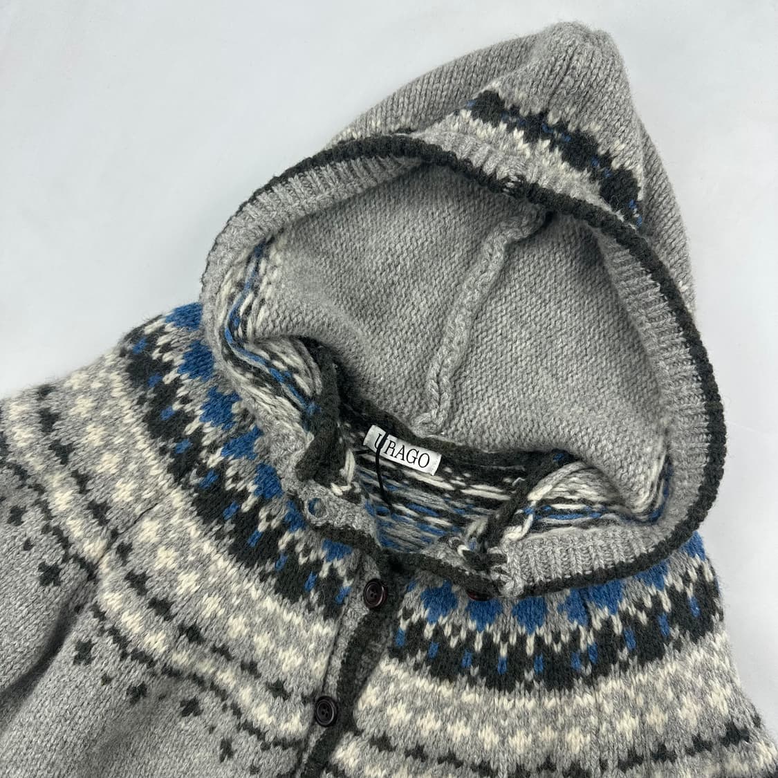 유라고 노르딕 자카드 후디 가디건 그레이 상품이미지4