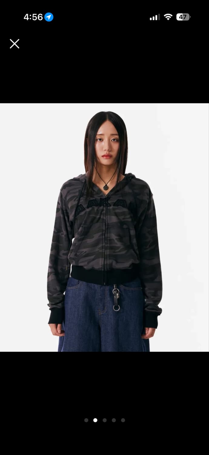 아캄 카모 콘트래스트 로고 집업 후디 블랙 상품이미지2