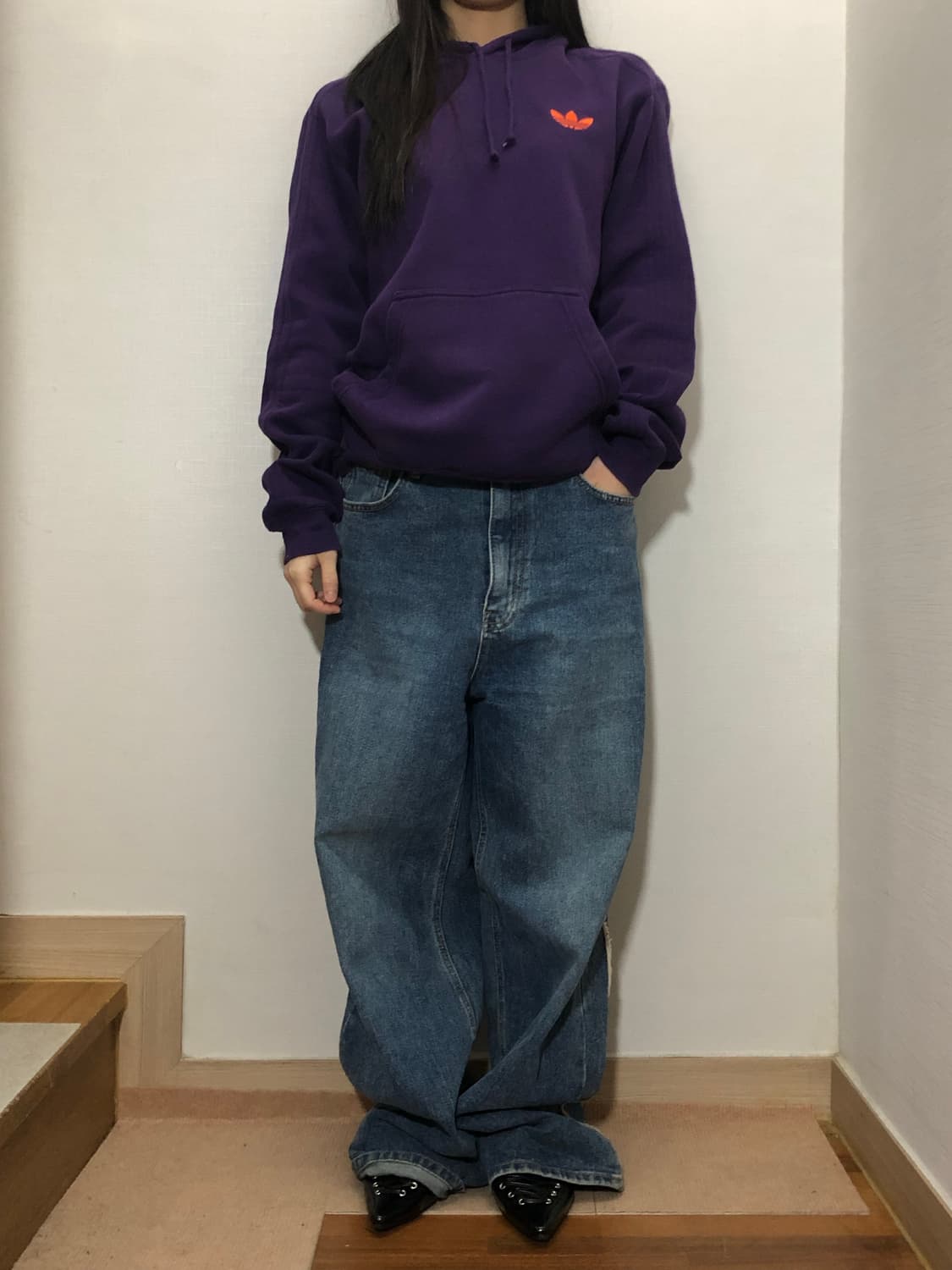 빈티지 아디다스 퍼플 파이어버드 후디 상품이미지4