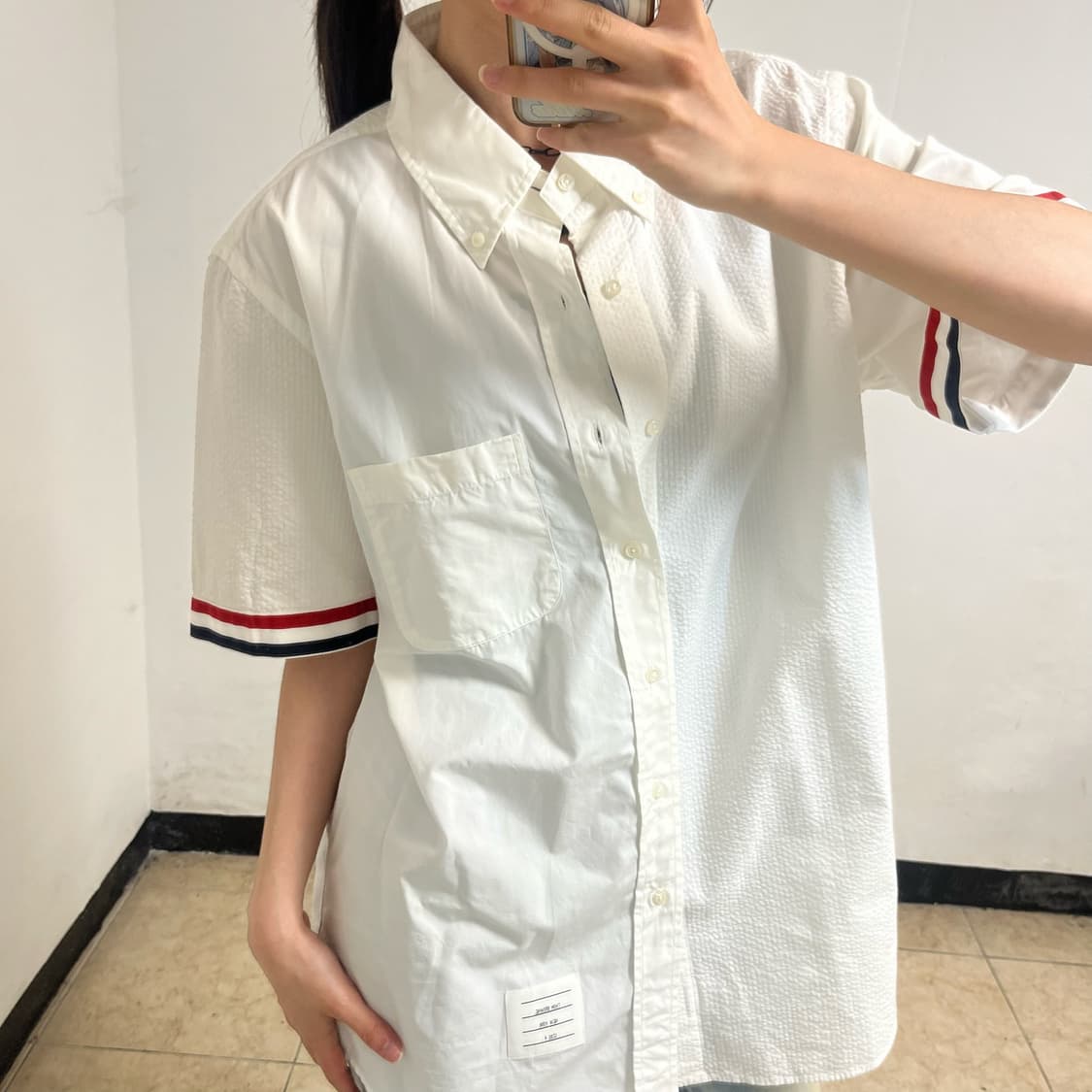 Thom Browne Tricolor Grosgrain CuffShirt 상품이미지2