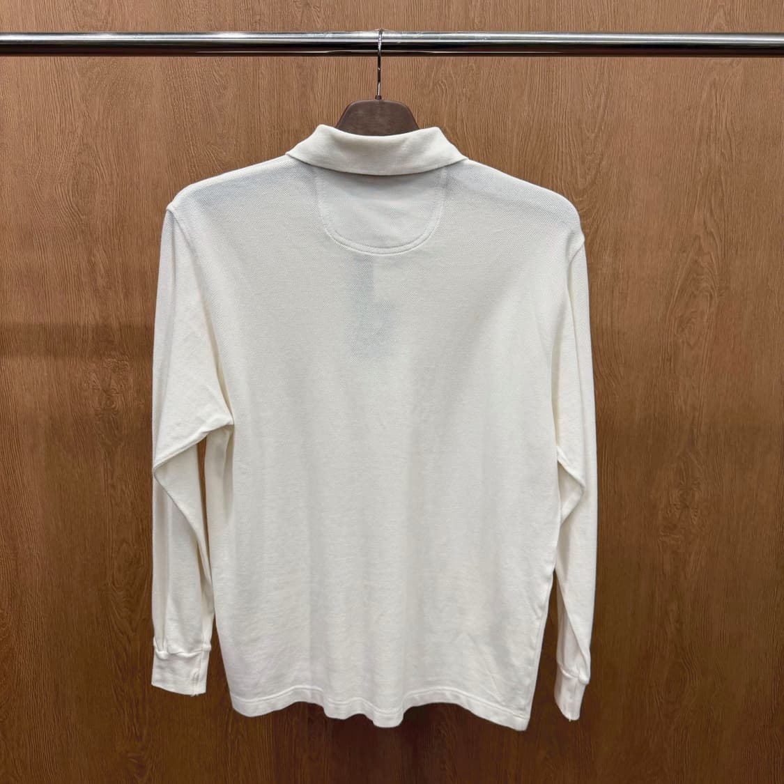 버버리 코튼 PK 긴팔 티셔츠 로고 자수 체크 배색 안감 디테일 화이트 상품이미지3