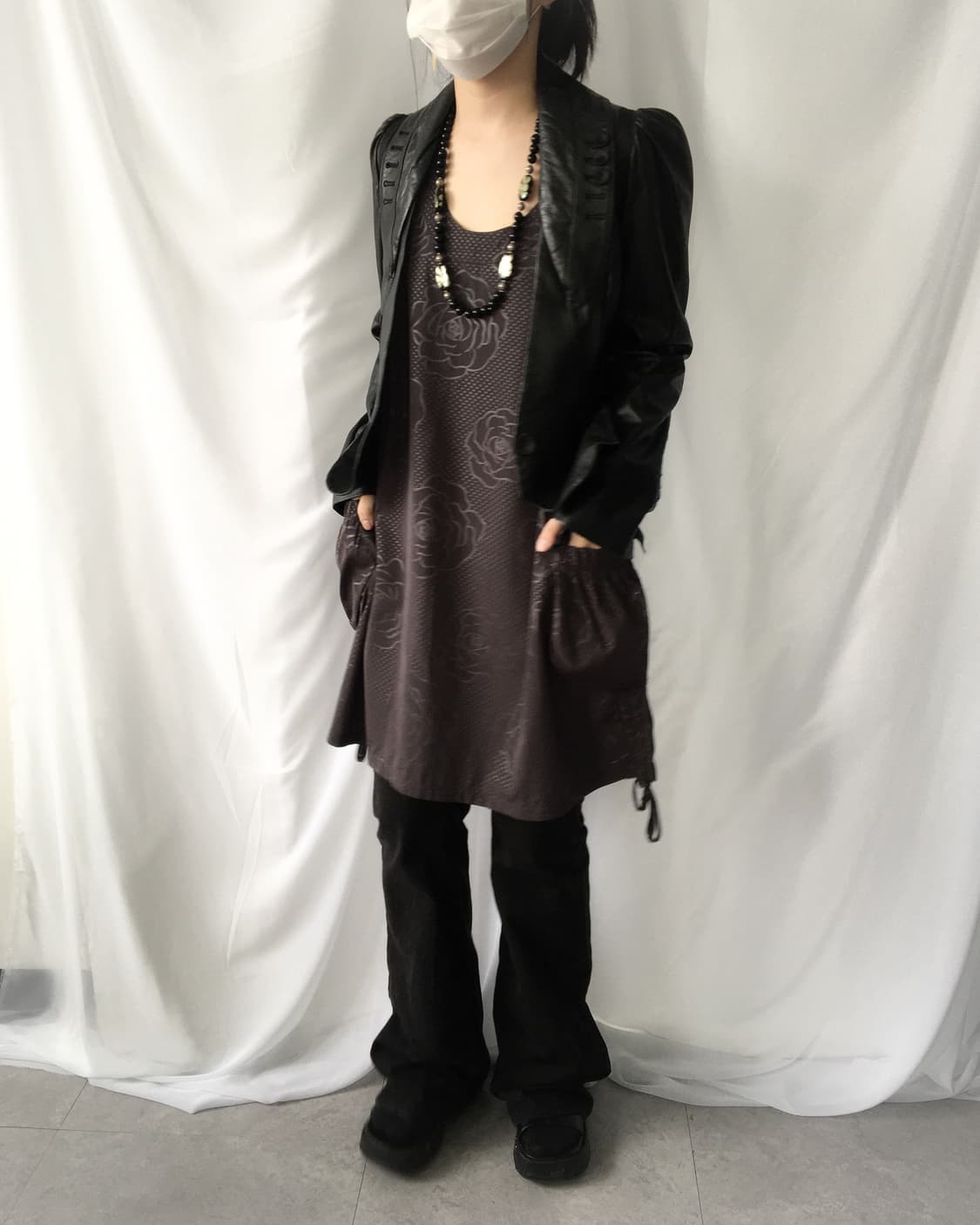 Flower pattern glossy sleeveless onepeic 상품이미지8