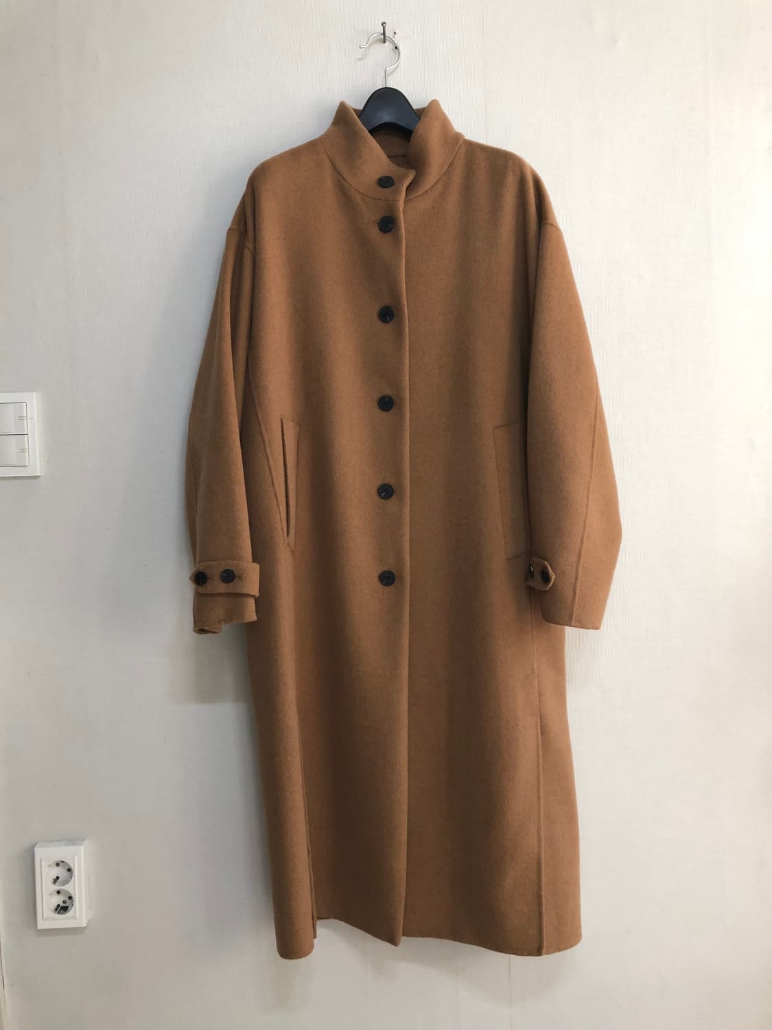 스튜디오톰보이 여성 오버핏 하이넥 울 롱 코트 _ 베이지 상품이미지2