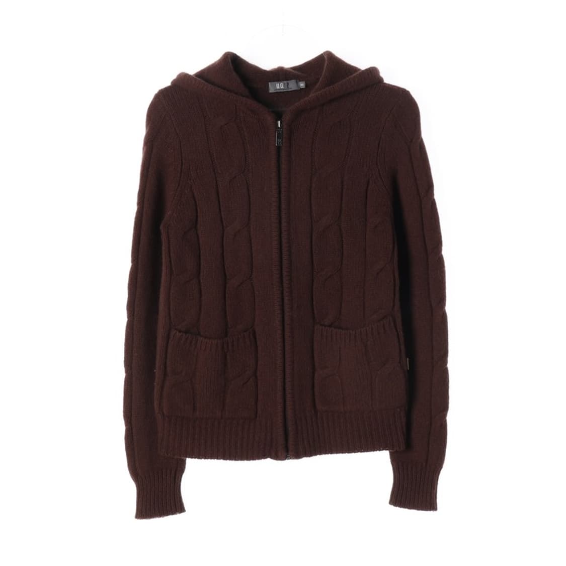 UGIZ 딥 브라운 케이블 니트 후드 집업 95 상품이미지1