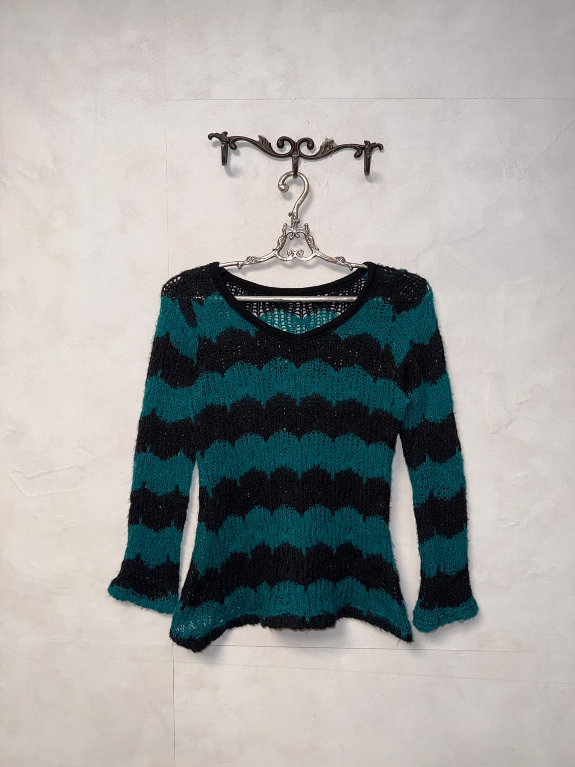Mint black stripe net knit 상품이미지3