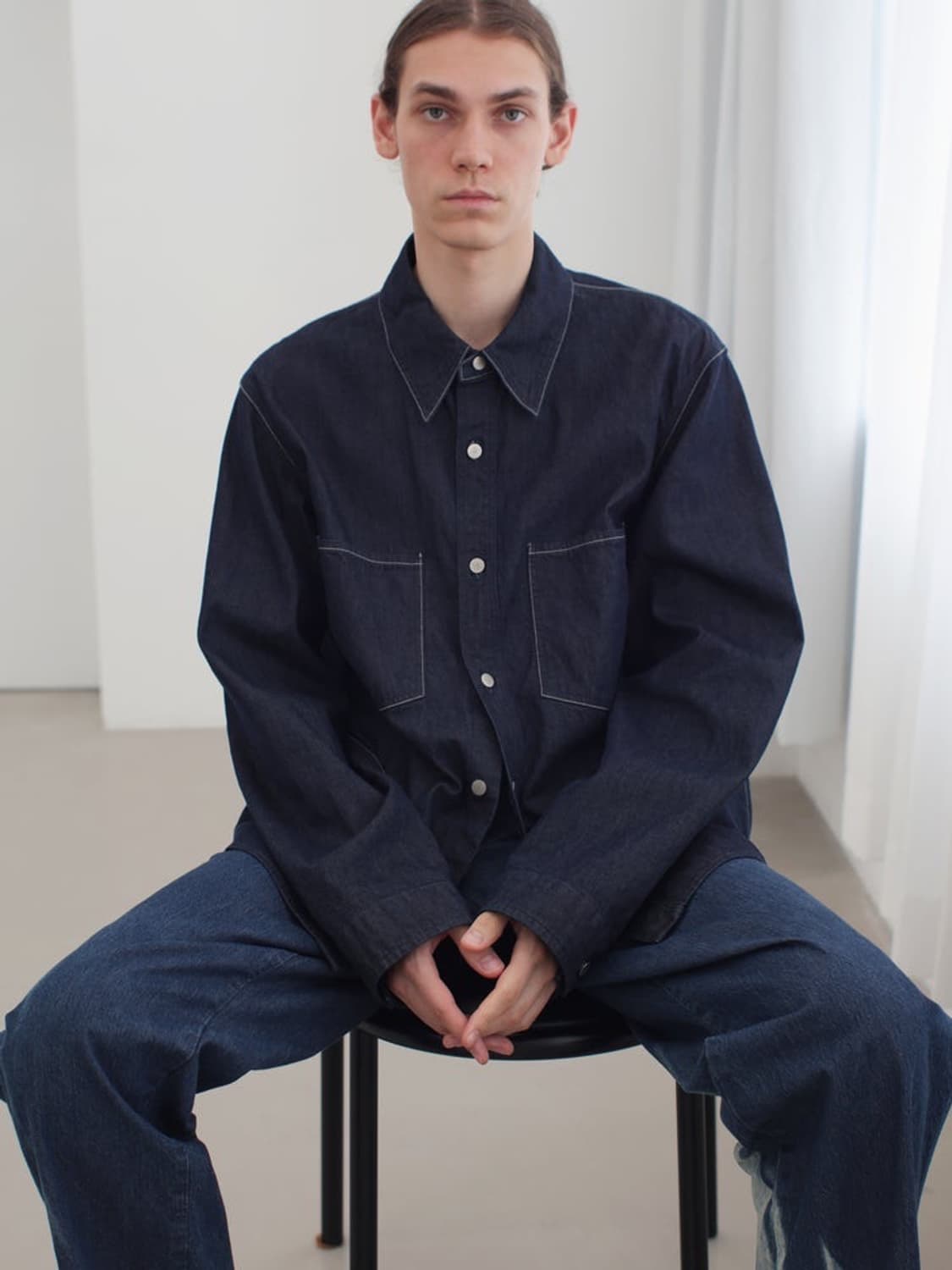 [4][XL] 오라리 하드 트위스트 라이트 데님 셔츠 블루종  상품이미지9