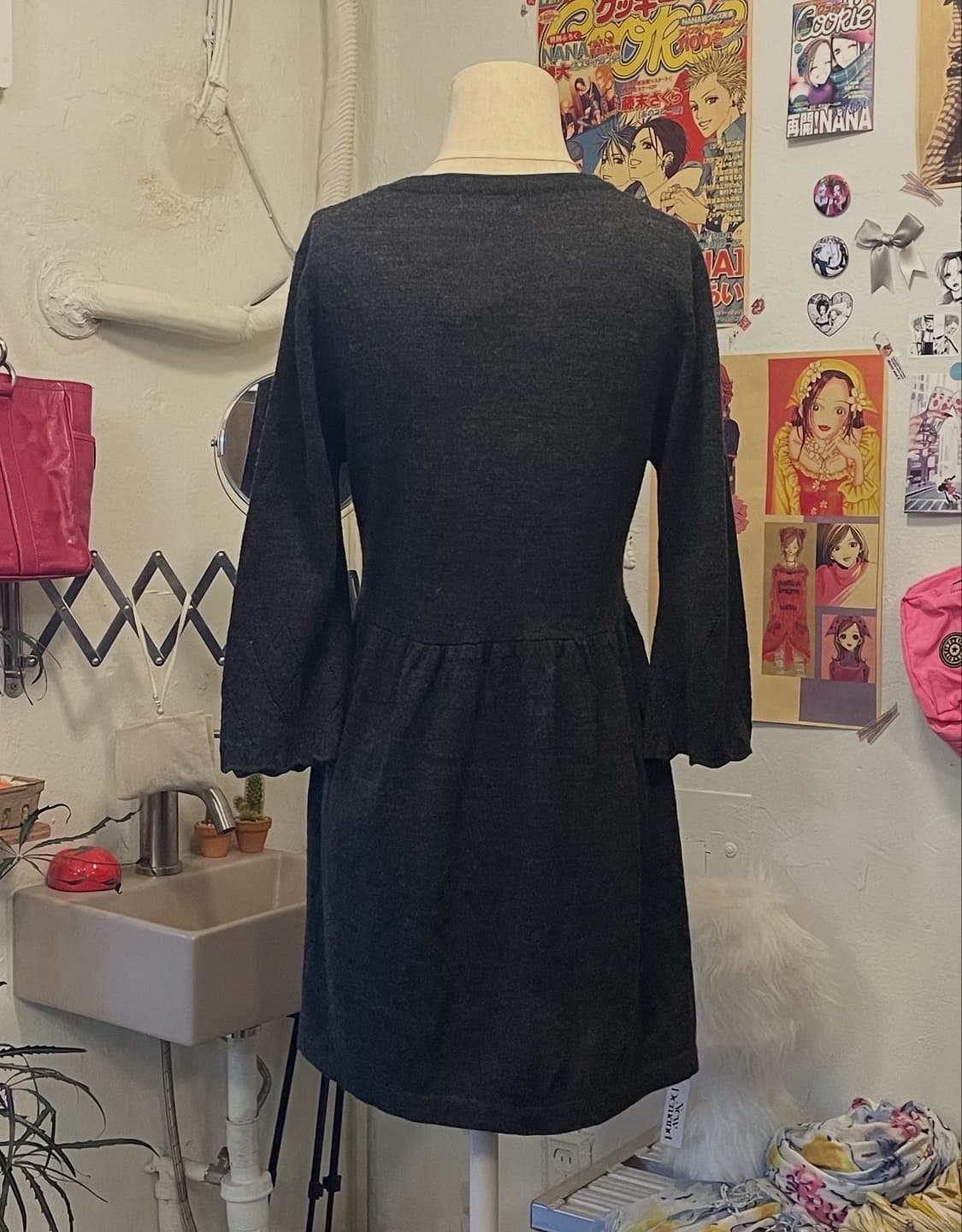 차콜 버튼 플레어 원피스 [무배] 상품이미지2