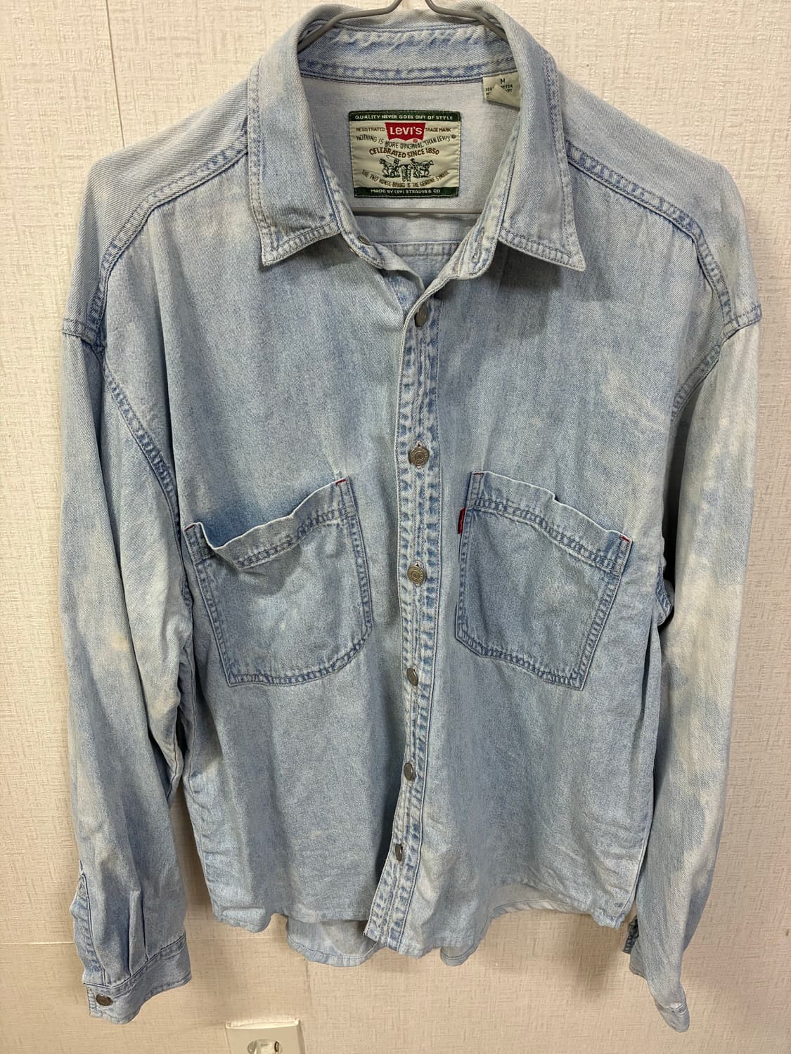 리바이스 워싱 데님 셔츠 웨스턴 셔츠 연청 M 상품이미지3