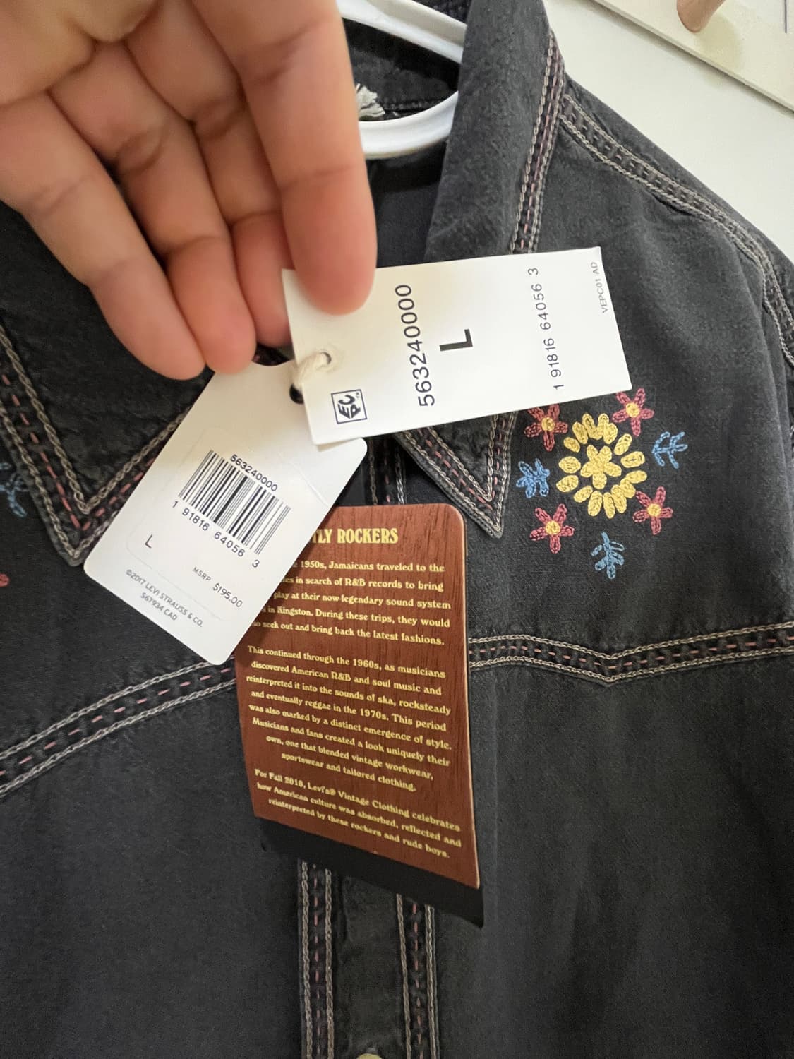 리바이스빈티지클로딩 LVC ROCKERS 샴브레이 블랙아트 L사이즈 상품이미지2